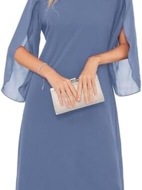 NWT SIZE 4/5X Grace Karin Flowy Blue Chiffon Dress
